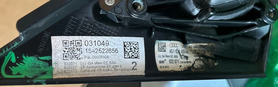 Audi A6 2014 conjunto de espejo retrovisor de puerta lateral izquierdo con pliegue eléctrico/punto ciego OEM Foto 4 de 4