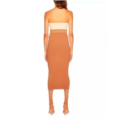 SUSANA MONACO Color Block Cutout Underwire Dress Women Tan Strapless Stretch NEW - Picture 2 of 17