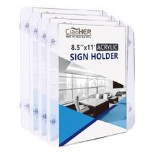 Acrylic Sign Holder 8.5 x 11, Clear Acrylic Frames Glass Window Wall Mount Ad...