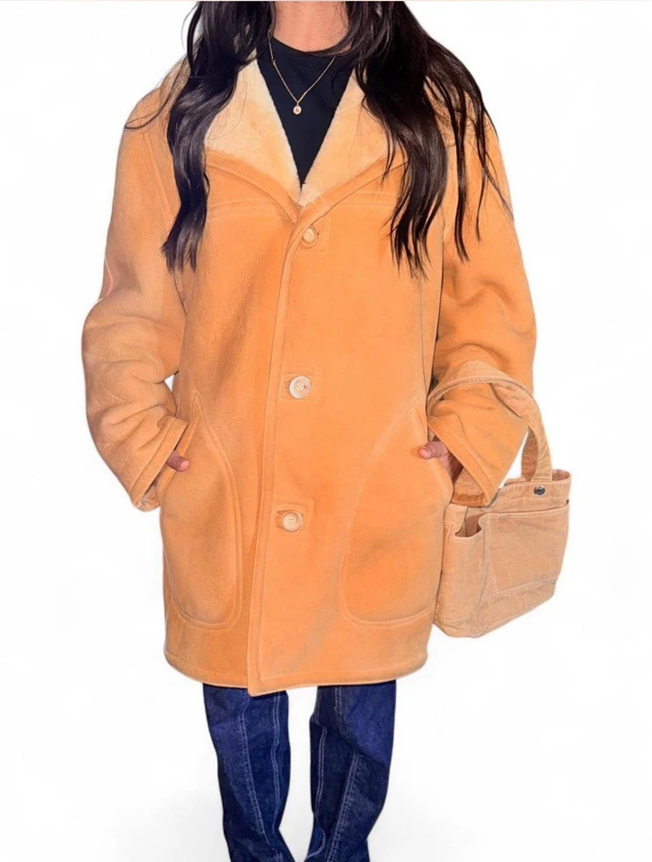 Abrigo de hombre de lana de corderos de primavera vintage de los años 70 peso pluma californiano. Foto 3 de 4