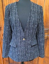 entro Black  White Textured Single-Button Blazer - Size L