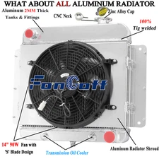 3Row Radiator&Shroud Fan For 62~1967 65 Chevy Nova II Inline 6 Cyl V8 Conversion