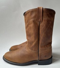 Vintage Acme Boots Women’s Brown Leather Western USA Made Pull On Size 7.5 M W09