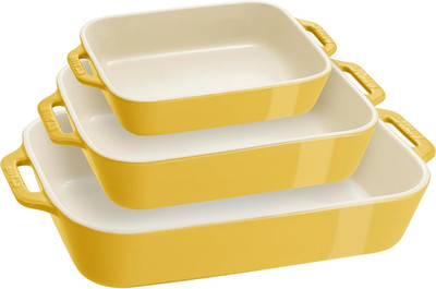 Ceramic 3-Pc Rectangular Baking Dish Set - Citron