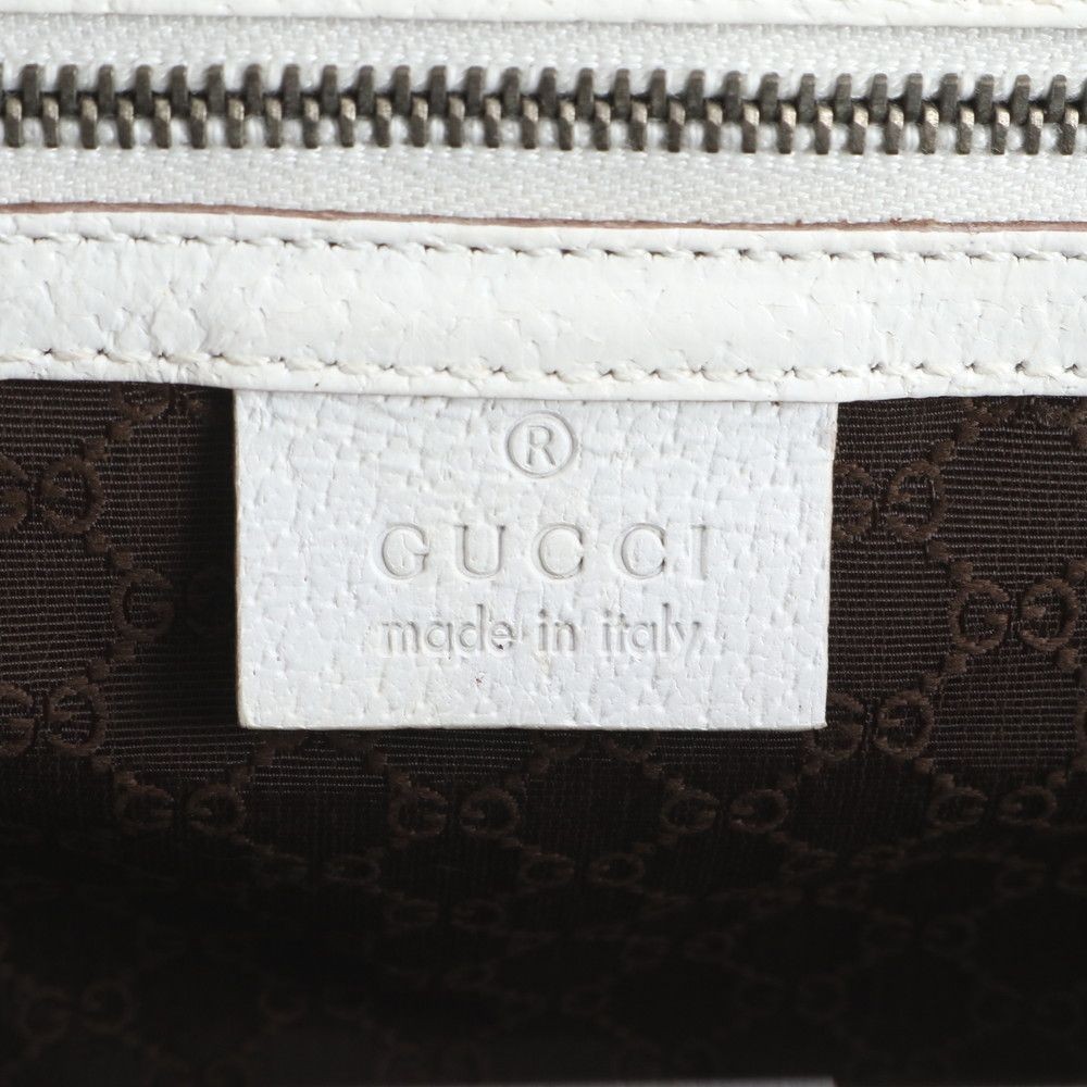 GUCCI 92725 Leather Kiss Lock Tote Bag Shoulder Handbag Silver Hardware White thumbnail 8