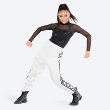 Dance Costume Revolution RC22619 Black Medium Child Hip Hop Tap Lycra Sequin Cl