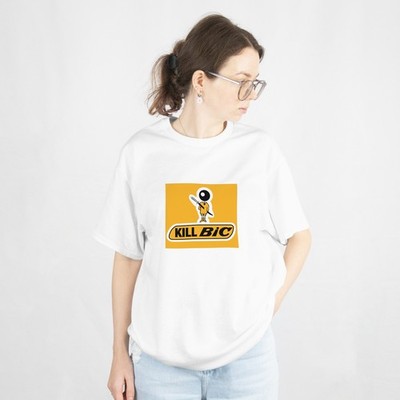 KILL BIC T-Shirt lustig Schreibwaren Film Parodie Top Tarantino Film Neuheit Tee 114