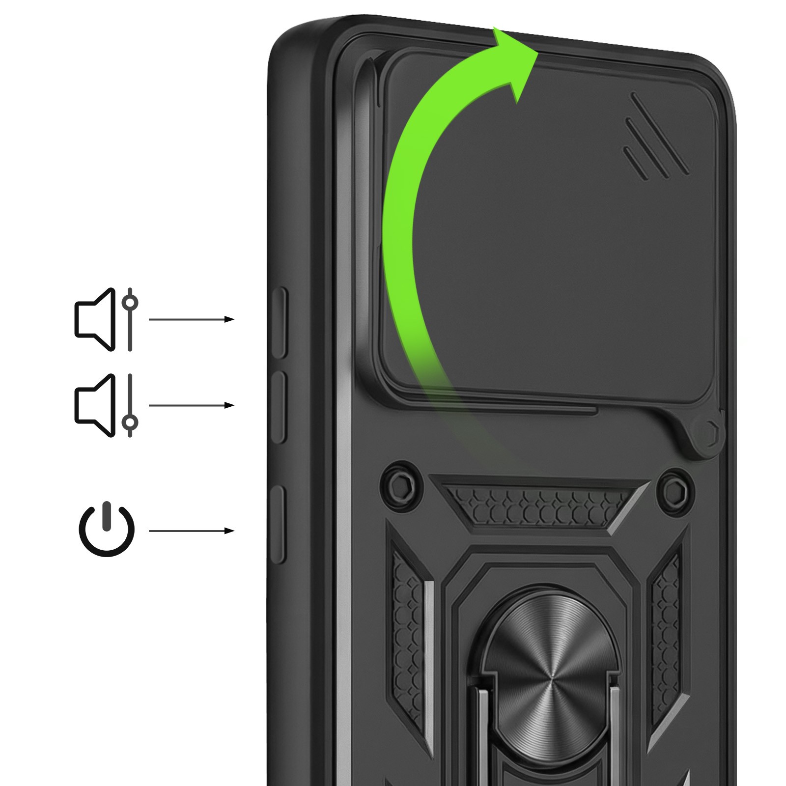 Coque Mayaxess Ring pour Redmi Note 15 4G blindée avec bague rotative intégrée