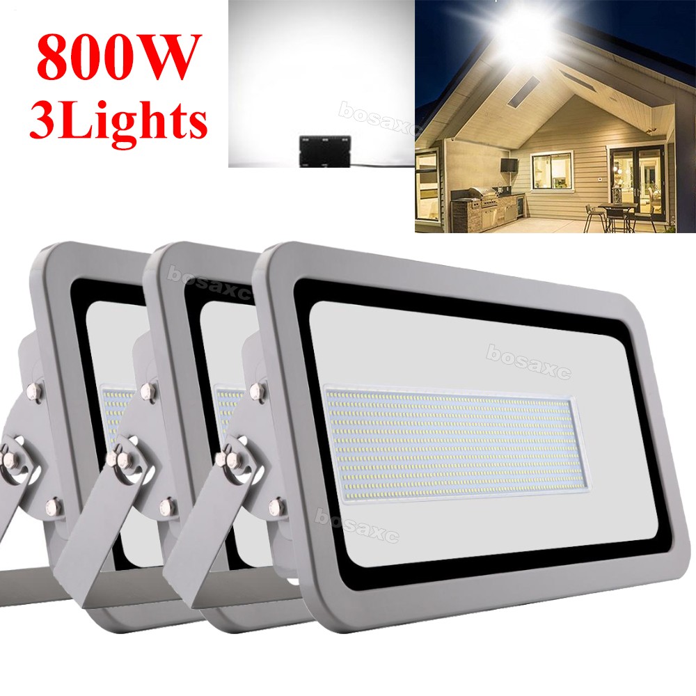 3X 800 Watt Bright LED Flood Light Outdoor Garden Yard Spotlight Lamp Cool White