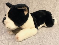 Yomiko Classics BOSTON TERRIER 17" Laying Plush Black & White Russ Puppy Dog K6