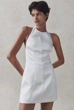 Reformation Anakin Satin Mini Dress Size 2 White Halter Open Back Anthropologie