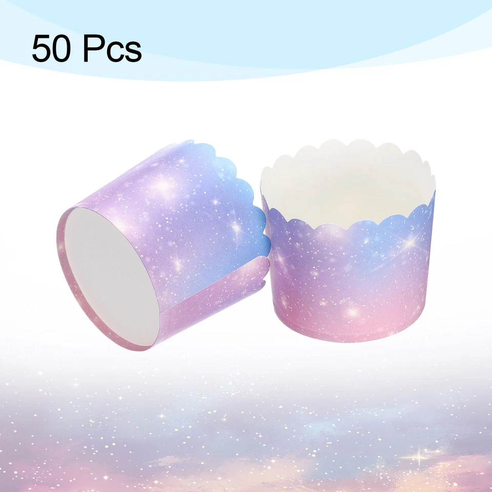 50Pcs Papierbackförmchen 6oz Cupcake Muffins Liner Wrapper Farbverlauf Pink Lila - Bild 3 von 4
