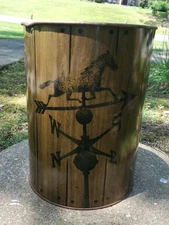 J.L. Clark Trash Can Horse Weather Vane Against Wood Fence Print 11" Tall *Read*