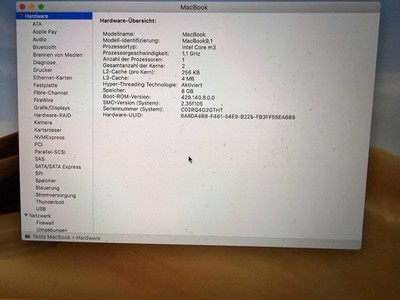 Apple MacBook 12  Retina (2016/A1534) m3 1,1GHz 8GB/256GB Space Grau   OVP