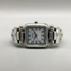 Chicos Womens Watch 25mm White Square Dial Silver Tone Cuff Band New Battery