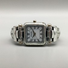 Chicos Womens Watch 25mm White Square Dial Silver Tone Cuff Band New Battery