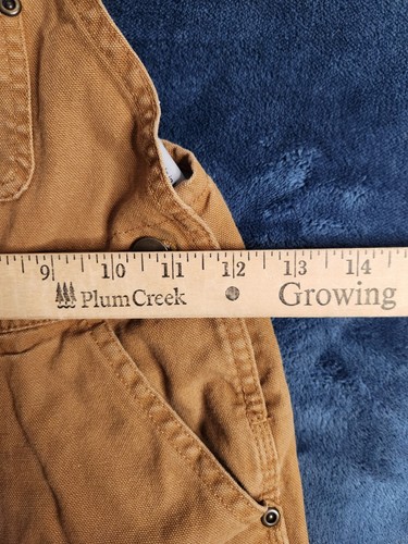 Vintage Carhartt Canvas Double Knee Bib Overalls Youth Size 4 Brown Western Play - Picture 8 of 9