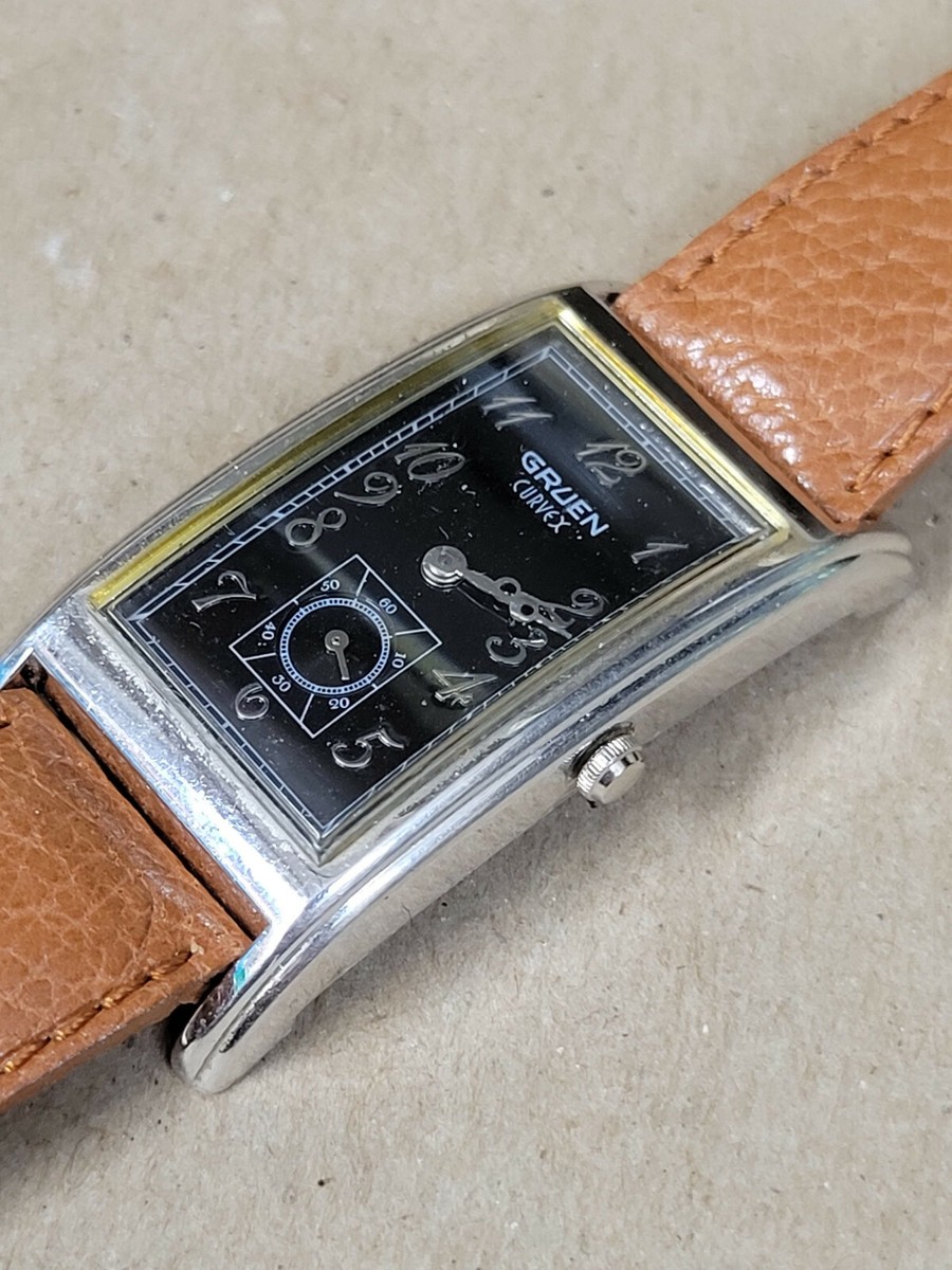 GRUEN CURVEX / SUPER RARE / BLACK DIAL / QUARTZ | eBay