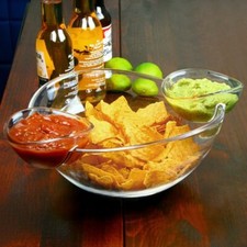 Chip and Dip Bowl with 2 Side Dip Dishes | dine@drinkstuff Snack Bowl Chip Bowl