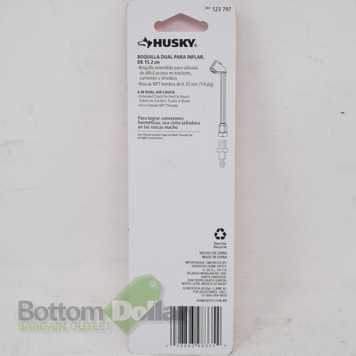 Husky 6 in. Universal Dual Air Chuck With Built-In Shut Off Valve - Picture 2 of 2