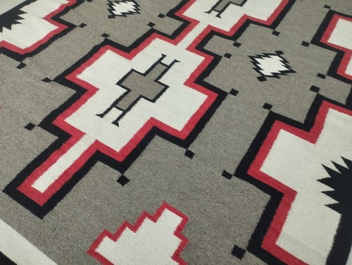 Southwestern Navajo Kilim Wool Rug Handwoven Native American Aztec Wool Area Rug - Picture 3 of 8