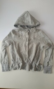 Girls Naartjie Kids 14 Grey Hooded Button Down Top Sweater Sweatshirt Hoodie EUC