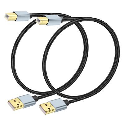 USB A to USB B Printer Cable 2.0 Type A to B Male High Speed 1FT 2 Pieces