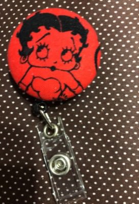 Betty Boo Fabric Retractable ID Name Badge Holder Reel clip on