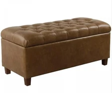 Homepop Home Decor | Button Tufted Storage Bench | Ottoman Bench with Storage