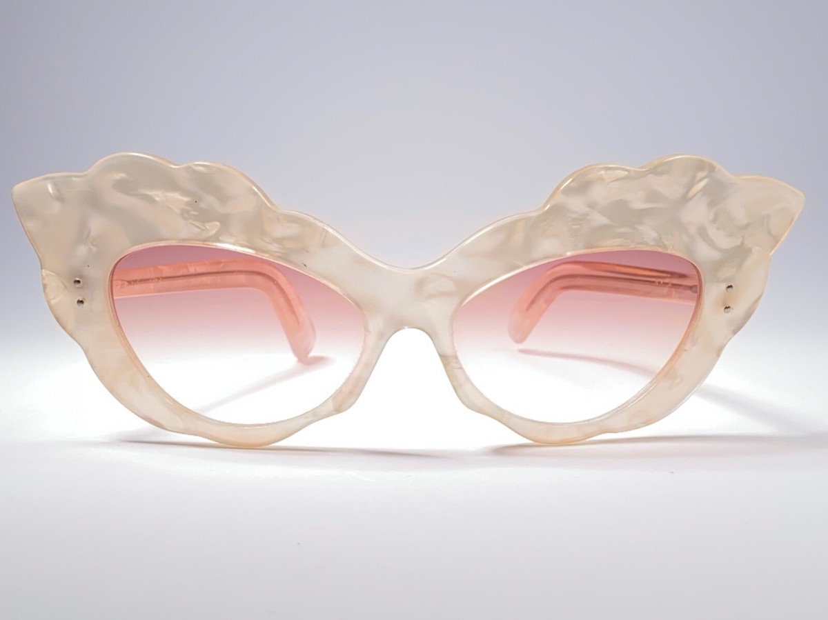 VINTAGE ALAIN MIKLI AM14 MOTHER OF PEARL CAT EYE OVERSIZED