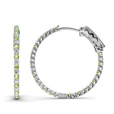 Peridot and Diamond Inside-Out Hoop Earrings 2.93 ctw 14K Gold JP:36636