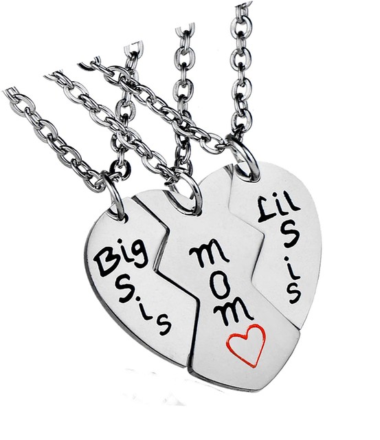 3PCs Mother Daughters Mom Lil Sis Big Sis Matching Love Heart Pendant Necklace | eBay