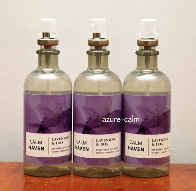 Bath Body Works CALM HAVEN - LAVENDER + IRIS 5.3 ozs Essential Oil Mist x 3