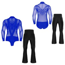Men Outfit Chacha Clubwear Samba Leotard With Tassel Bodysuit Ballroom Costume