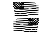 Distressed Tattered American Flag Vinyl Decal Sticker  Ripped Torn USA SET of 2