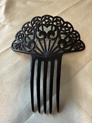 Victorian Antique Mourning Large celluloid hair comb | eBay