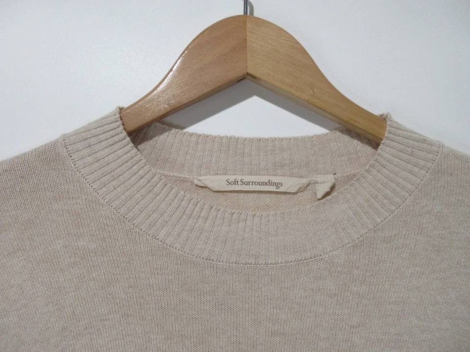 Suéter Talla L Suave Envolventes Beige Mujer MANGA CON VOLANTES Túnica Algodón/Seda/Modal Foto 4 de 4