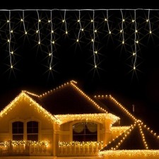 Image of Christmas Outdoor Warm White Winter Icicles Fairy Light,8H Timer+Memory+8Modes