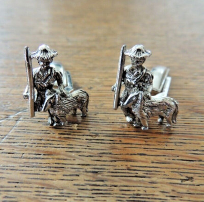 Vintage Sarah Coventry Cufflinks Shephard Dog Silver Tone
