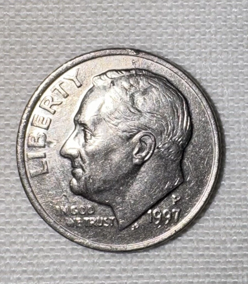 1997 Roosevelt Dime Off Center Dime Wide Rim U. S. Mint Error - Image 2 of 4