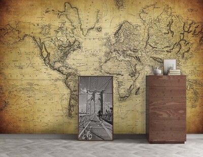 3D Vintage Map K3856 Wallpaper Mural Self-adhesive Removable Sticker Panda