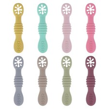 8 Pcs Baby Led Weaning Utensils First Stage Silicone Baby Spoon Multicolor Ba...