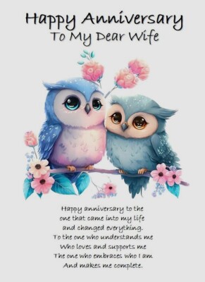 NEW Happy Anniversary To My Dear Wife A5 Sized Card With Love For