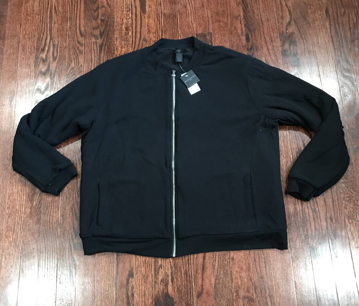 Magaschoni Mens Black Faux Fur Lined Zip Up Soft Jacket XL NWT$138
