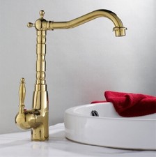 Polished Gold Swivel Single Handle Bathroom Kitchen Sink Faucet Basin Mixer Tap