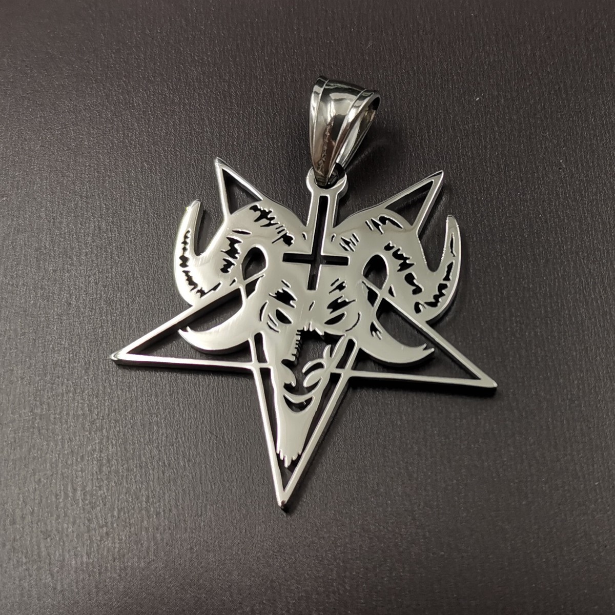 Star Baphomet Satan Inverted Pentagram Sheep Head S.steel pendant