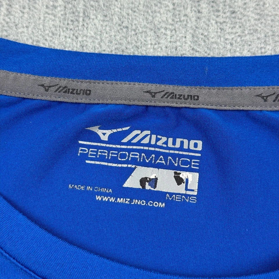 Mizuno Shirt Mens Large Blue Stretch Performance Athletic Crew Neck Lightweight - Image 2 of 4
