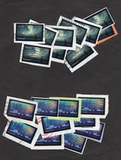 #4203-4 10 Sets, Polar Lights Stamps, Used Set, 41 cent, On Paper