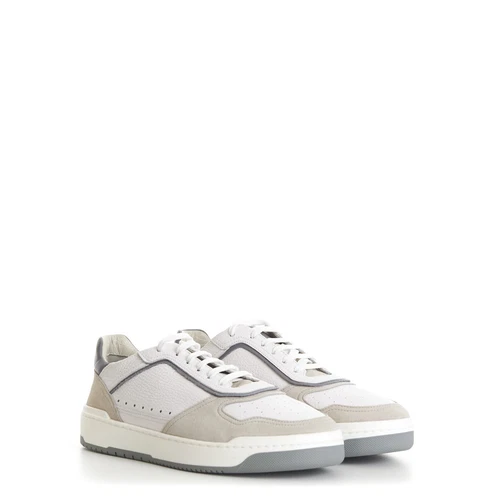 BRUNELLO CUCINELLI 995$ Suede & Calfskin Leather Low Top Sneakers White/Gray