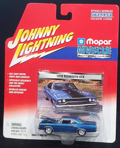 Coche coleccionable Johnny Lightning 70 1970 Plymouth GTX Mopar Muscle detallado azul - Imagen 2 de 2